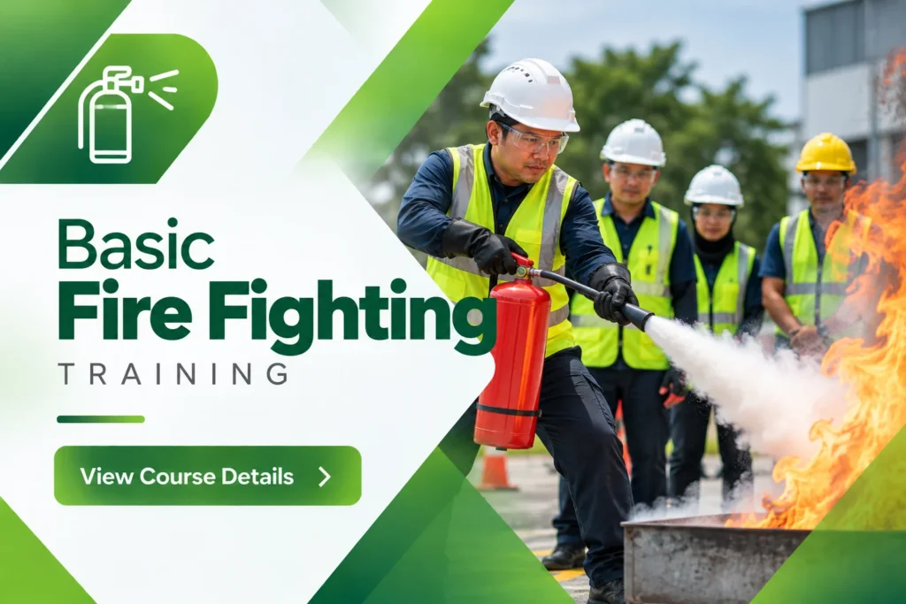Basic Fire Fighting Training Malaysia – Participants practising fire extinguisher use during workplace fire safety training